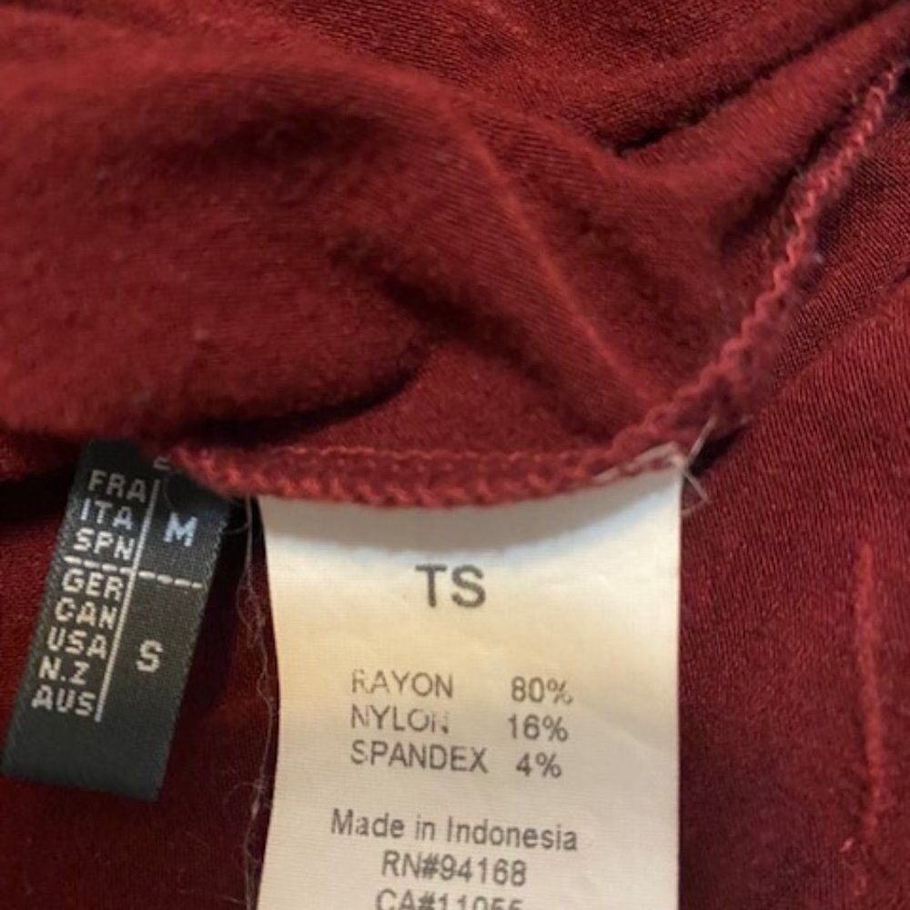 TS Burgundy ruffle sweater, size Small - Picture 3 of 4